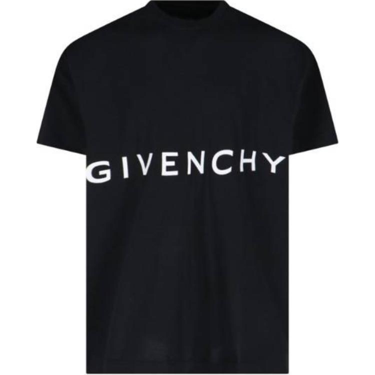 Order 지방시 블랙 레터 프린트 슬림핏 크루넥 티셔츠. BM716N3YMG001