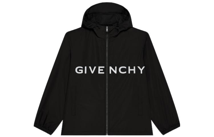 GIVENCHY  Black Letter Print Zip-Up Jacket BM011313YT-001