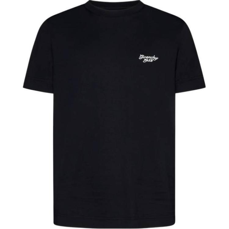 Order GIVENCHY Baju-T Leher Krew Lengan Pendek Logo Hitam. BM716G3YM8-001