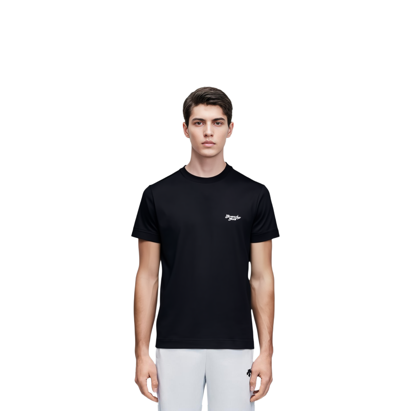 Shop GIVENCHY Baju-T Leher Krew Lengan Pendek Logo Hitam. BM716G3YM8-001