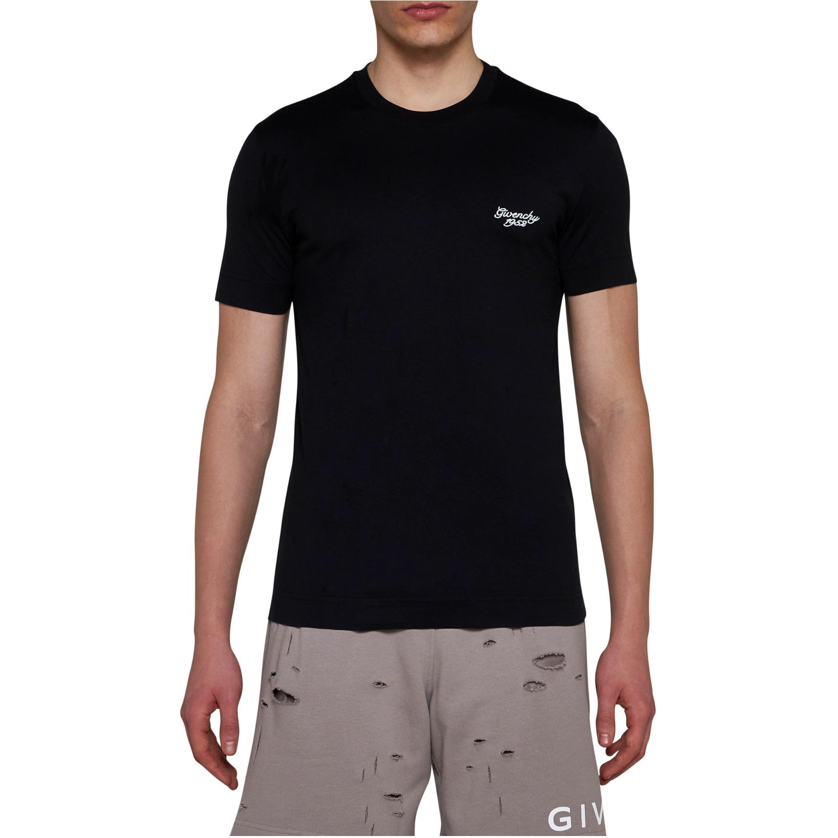 Details for GIVENCHY Baju-T Leher Krew Lengan Pendek Logo Hitam. BM716G3YM8-001