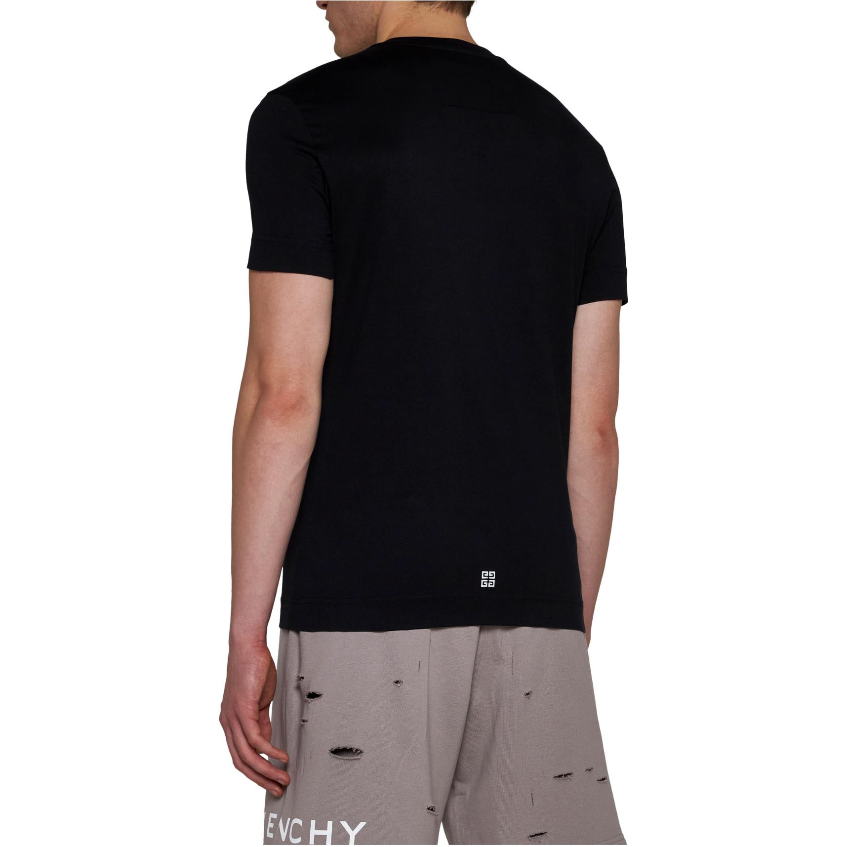 Sizing GIVENCHY Baju-T Leher Krew Lengan Pendek Logo Hitam. BM716G3YM8-001