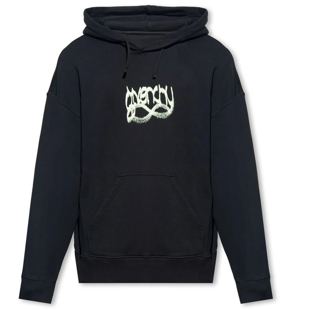 Givenchy  Black Logo Graphic Hoodie with Kangaroo Pocket. BMJ0HC3YH7-001