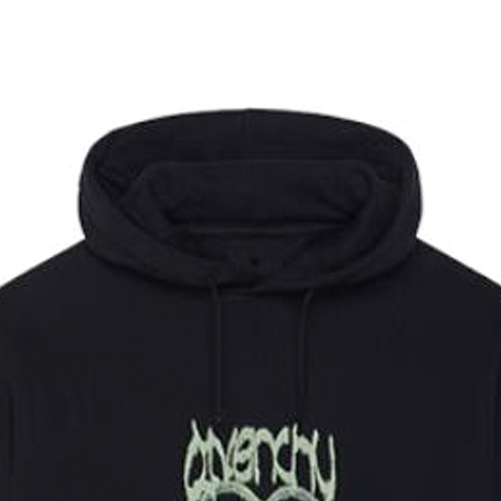 Lookbook 지방시 블랙 로고 그래픽 후디 캥거루 포켓. BMJ0HC3YH7-001