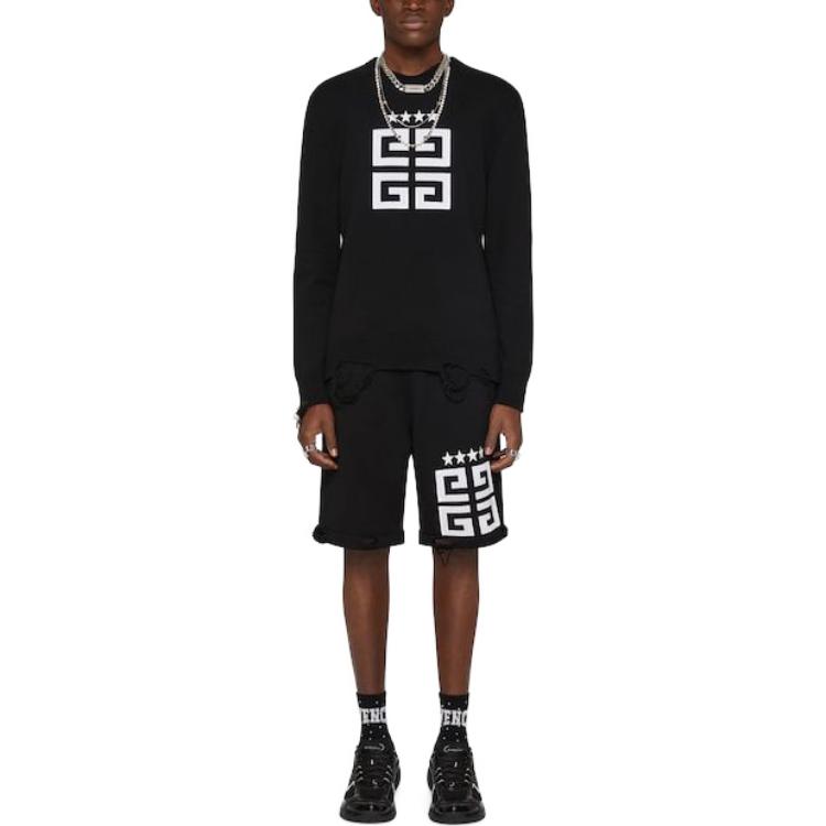 Lookbook Givenchy 黑色標誌圖案長袖上衣. BM90NT4ZH6-004