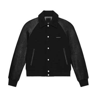 GIVENCHY Black Logo Letter Wool Leather Jacket BM01196Y16-001
