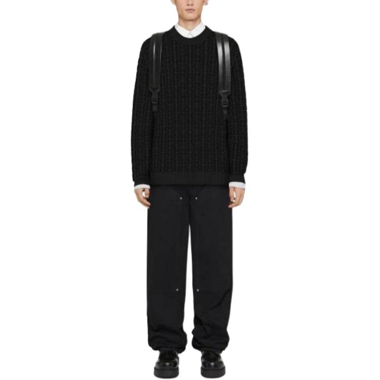 Lookbook GIVENCHY Suéter Negro con Logo Estampado y Cuello Redondo BM90Q14YH3-001