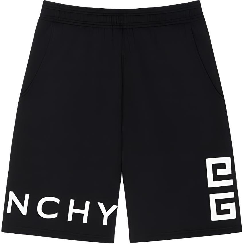 Givenchy  Black Logo Side Print Mid-Rise Elastic Waist Casual Shorts BM50WC3YMG-001