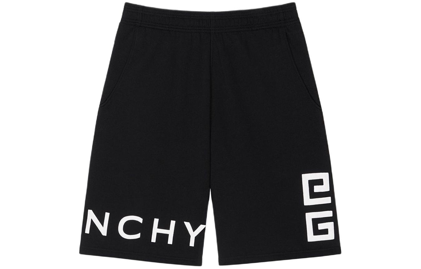 Order Givenchy 黑色側邊Logo印花中腰彈性休閒短褲 BM50WC3YMG-001