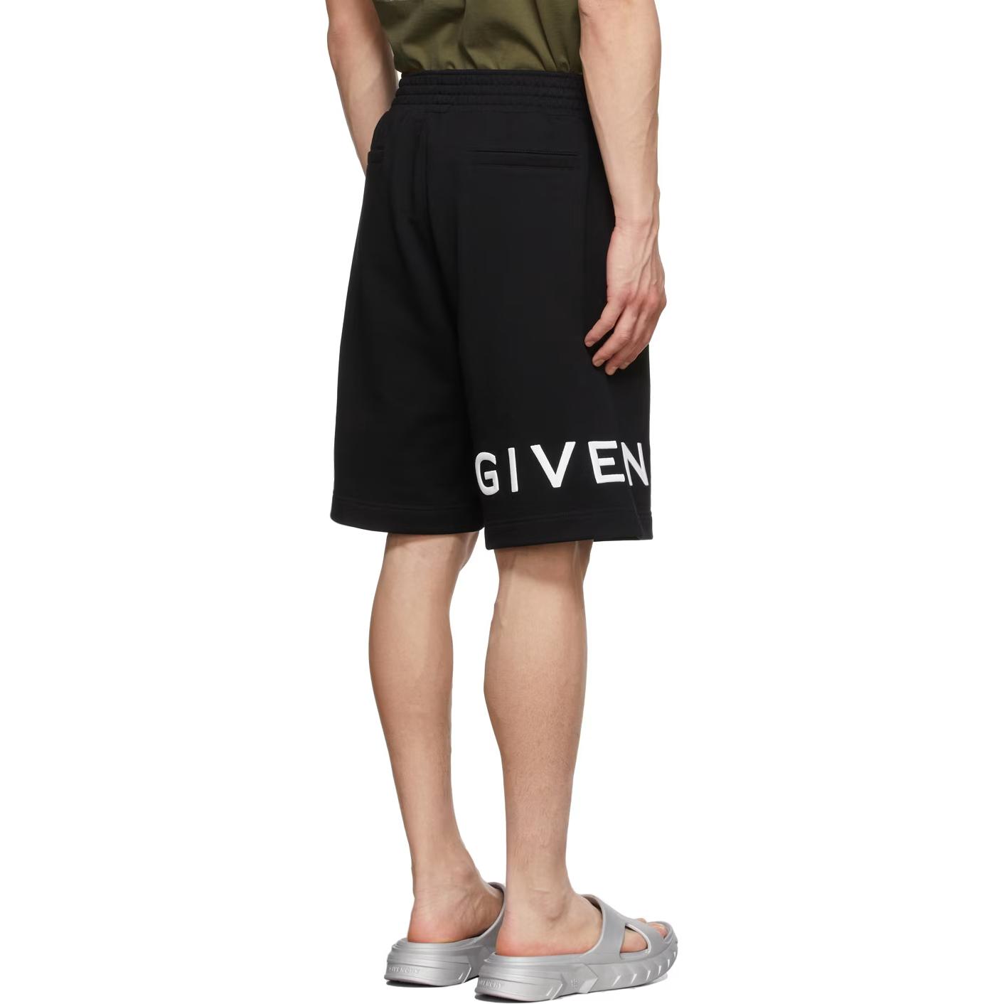 Purchase Givenchy 黑色側邊Logo印花中腰彈性休閒短褲 BM50WC3YMG-001