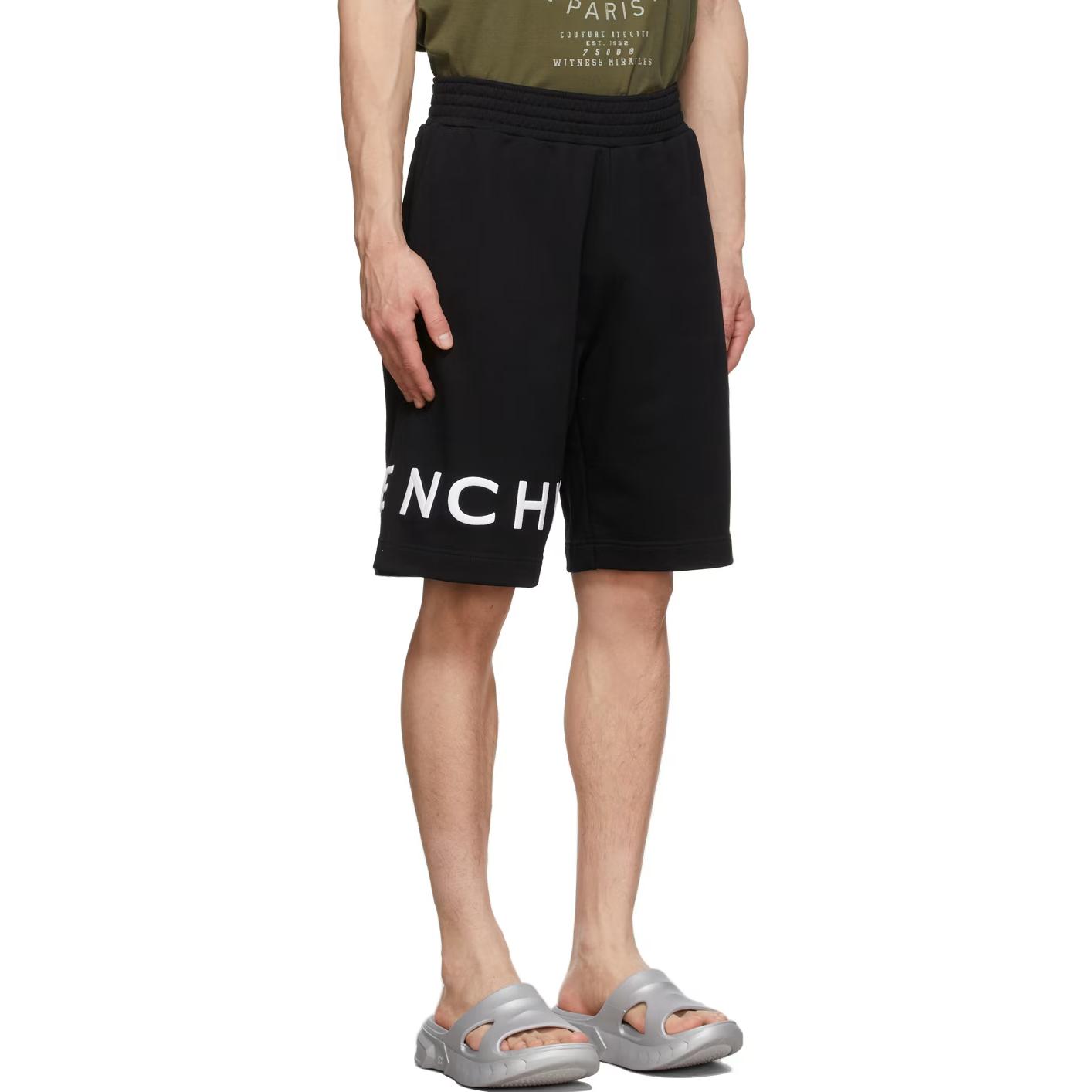 Details for Givenchy 黑色側邊Logo印花中腰彈性休閒短褲 BM50WC3YMG-001