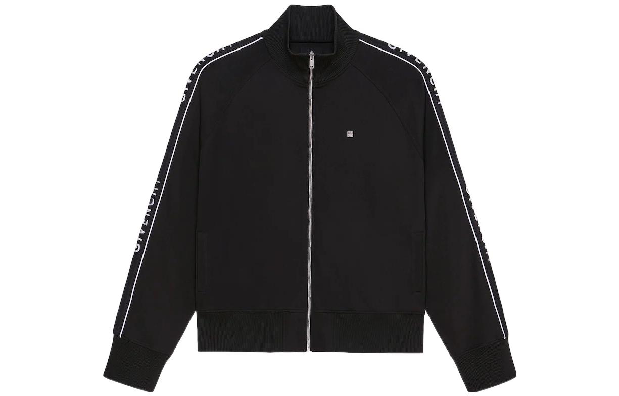 GIVENCHY  Black Logo Tape Zip-Up Track Jacket with Stand Collar. BMJ0DT30Q6-001