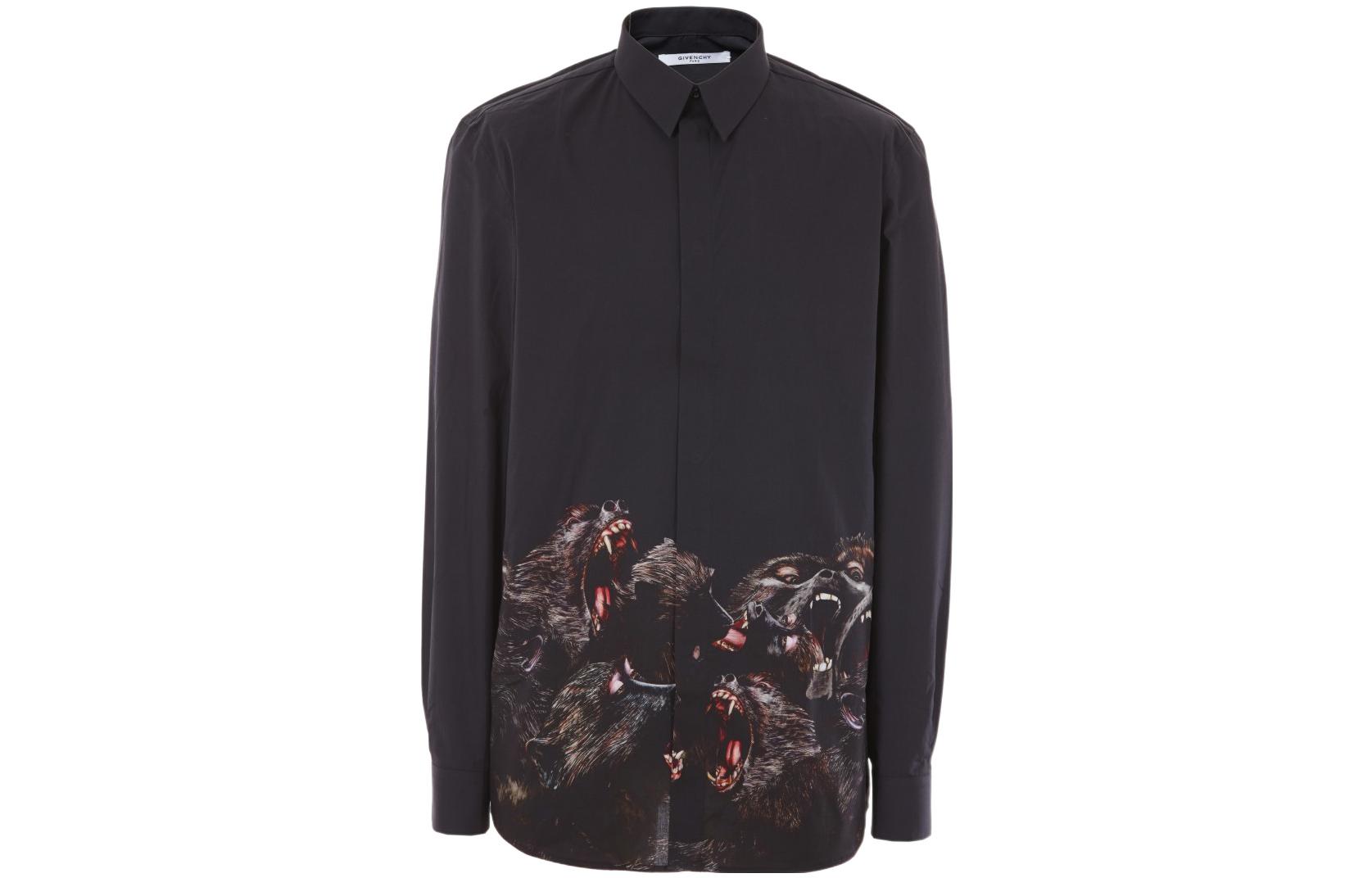 Givenchy  Black Long-Sleeve Shirt with Beast Pattern. 16F6039727-001