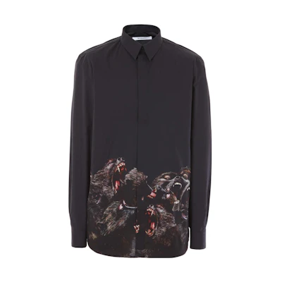 Givenchy Black Long-Sleeve Shirt with Beast Pattern. 16F6039727-001
