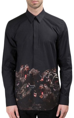 紀梵希 黑色野獸圖案長袖襯衫 16F6039727-001 Shop 紀梵希 黑色野獸圖案長袖襯衫 16F6039727-001