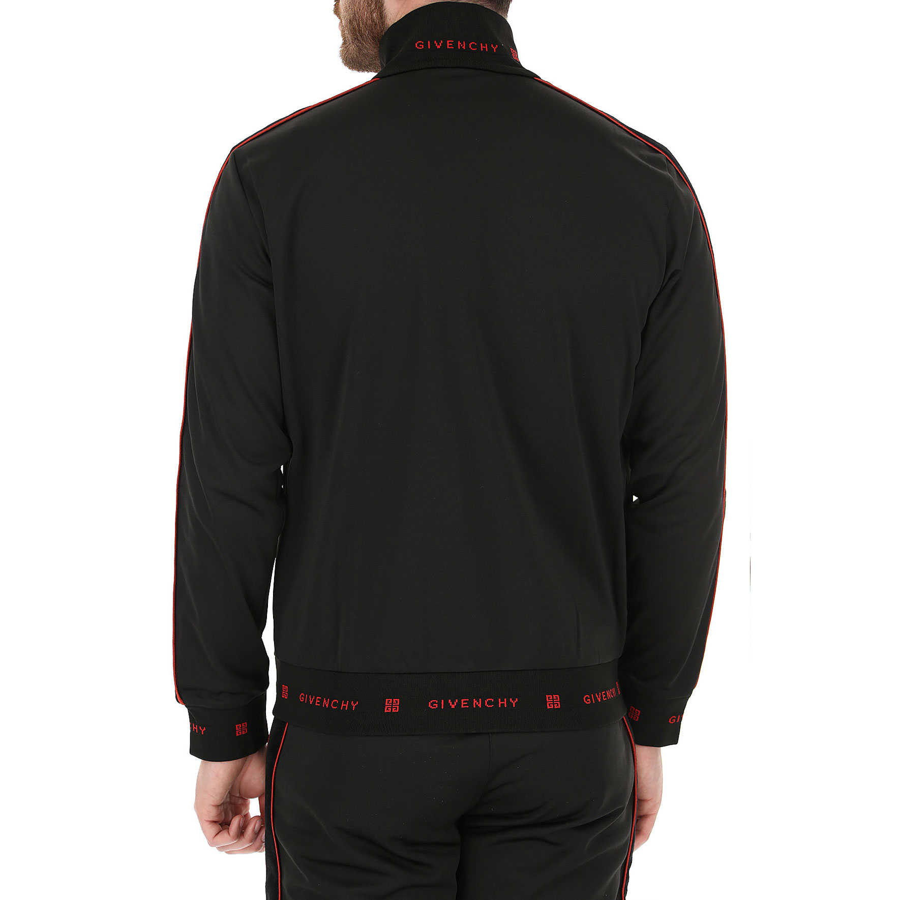 Shop Chaqueta Givenchy Negra y Roja con Logotipo y Cremallera Cuello Alto. BM708V300B-001
