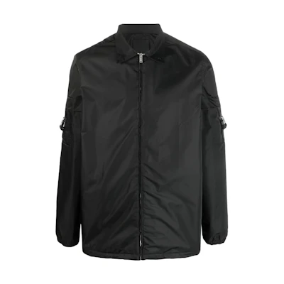 Givenchy Black Satin Long Sleeve Zip Shirt. BM60VG13YT-001