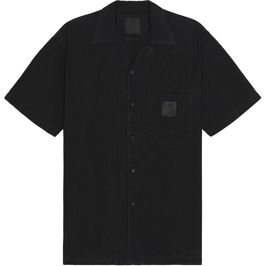 Givenchy  Black Short-Sleeve Solid Button-Up Shirt BM610E5YB1-001