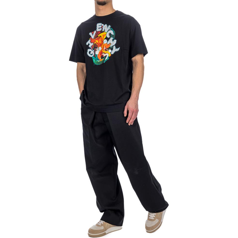 GIVENCHY  Black Slim-Fit Crewneck T-Shirt with Letter Print Design BM71JA3YLW-001 圖 5