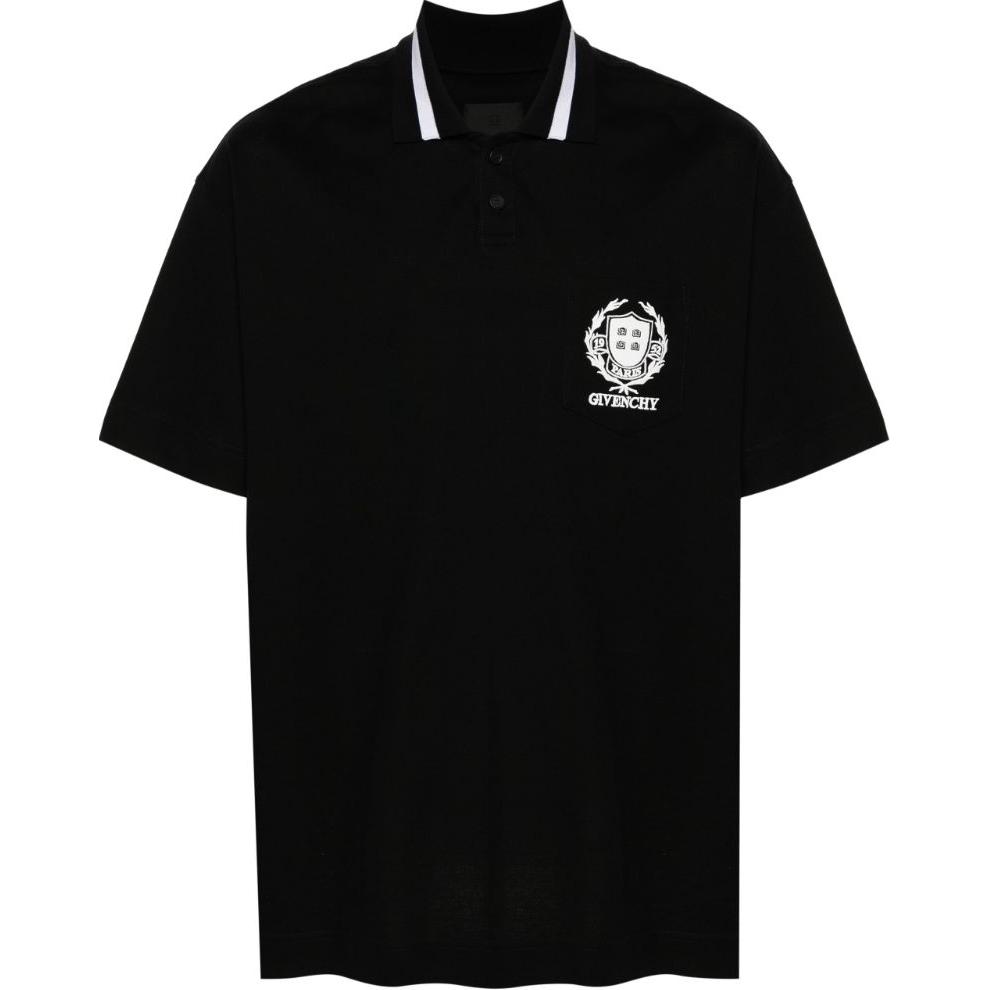 Givenchy  Black Slim Fit Short Sleeve Polo Shirt with Buttoned Collar BM71KX3YL0-001