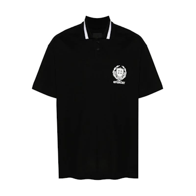 Givenchy Black Slim Fit Short Sleeve Polo Shirt with Buttoned Collar BM71KX3YL0-001