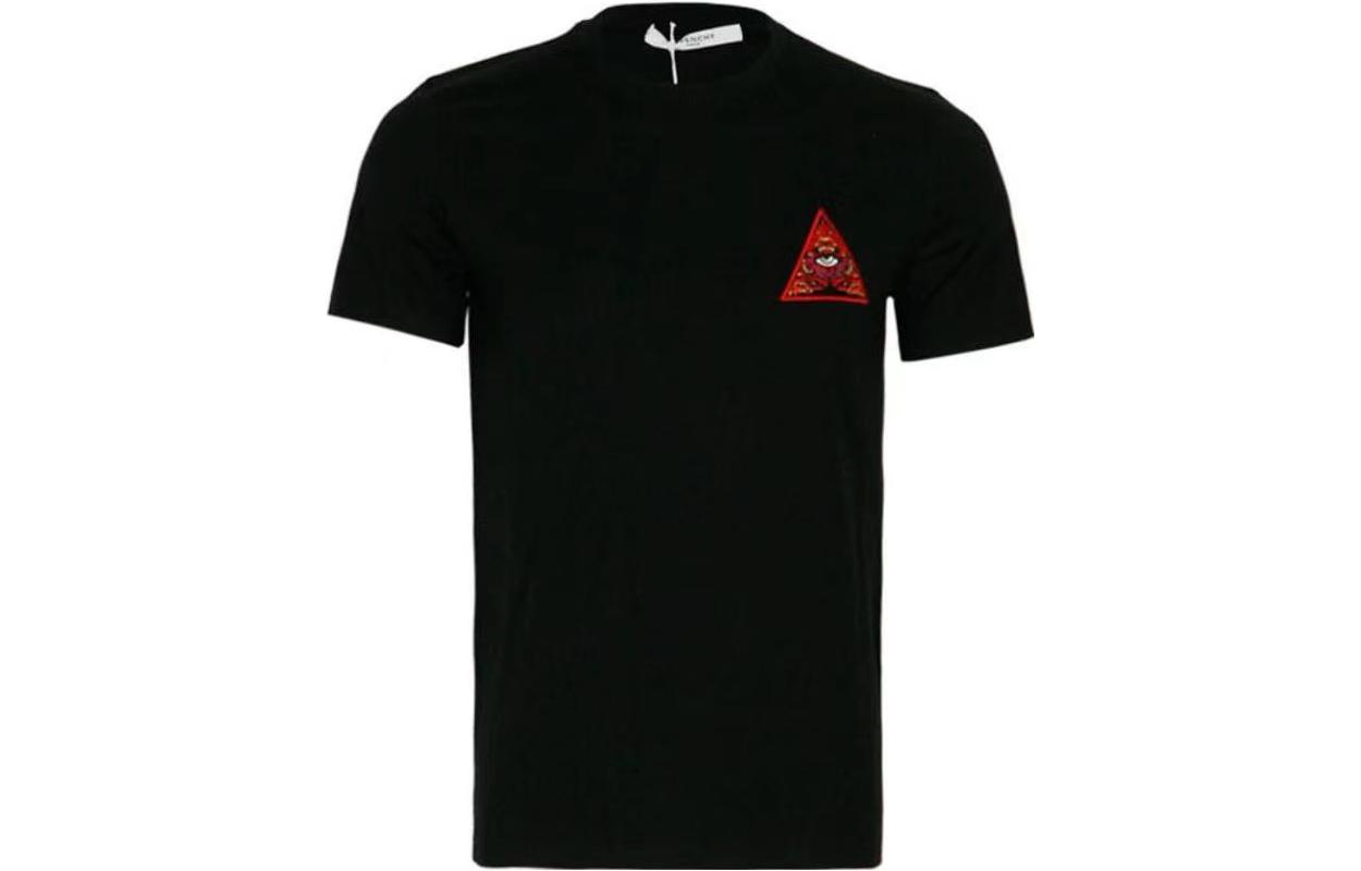 Givenchy  Black Slogan Print Logo Embroidered Crew Neck T-Shirt. 17F7307651-001 圖 2
