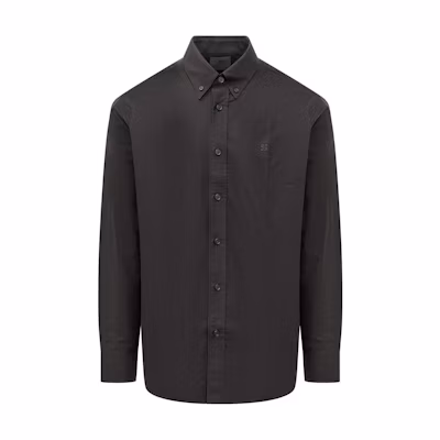 GIVENCHY Black Solid Color Button-Up Long Sleeve Loose Fit Shirt. BM60Y11557-001