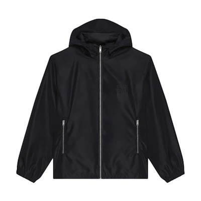 Givenchy Black Solid Color Hooded Zip-Up Windbreaker Jacket BM0186144C-001