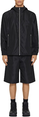 ジバンシー ブラック 無地 フード付き ジップアップ ウィンドブレーカージャケット BM0186144C-001 Lookbook ジバンシー ブラック 無地 フード付き ジップアップ ウィンドブレーカージャケット BM0186144C-001