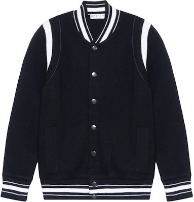 Givenchy Black Striped Letter Embroidered Baseball Jacket. BM00D04Y1L-004 Buy Givenchy Black Striped Letter Embroidered Baseball Jacket. BM00D04Y1L-004