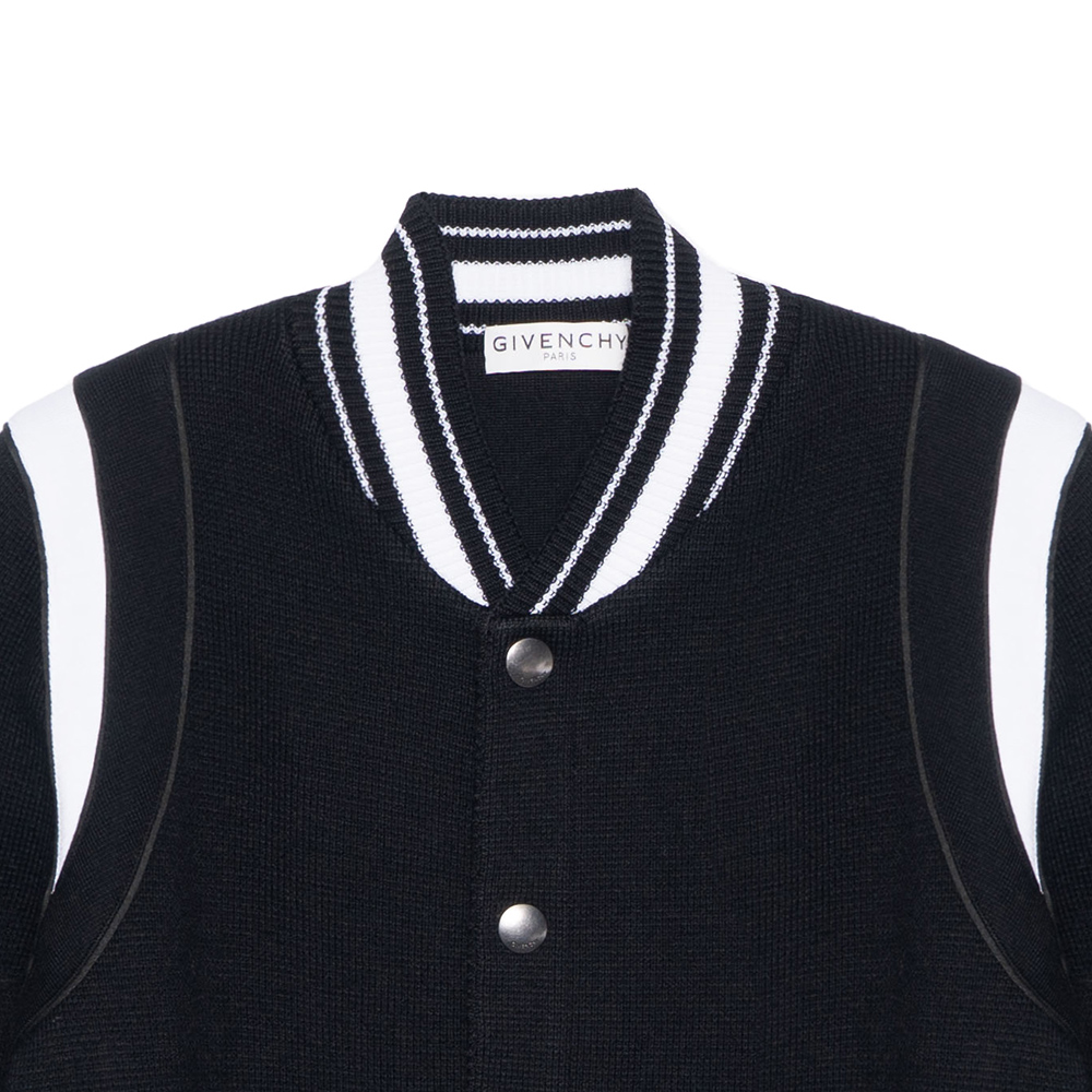 Sizing ジバンシィ ブラック ストライプ 刺繍ロゴ入りベースボールジャケット BM00D04Y1L-004