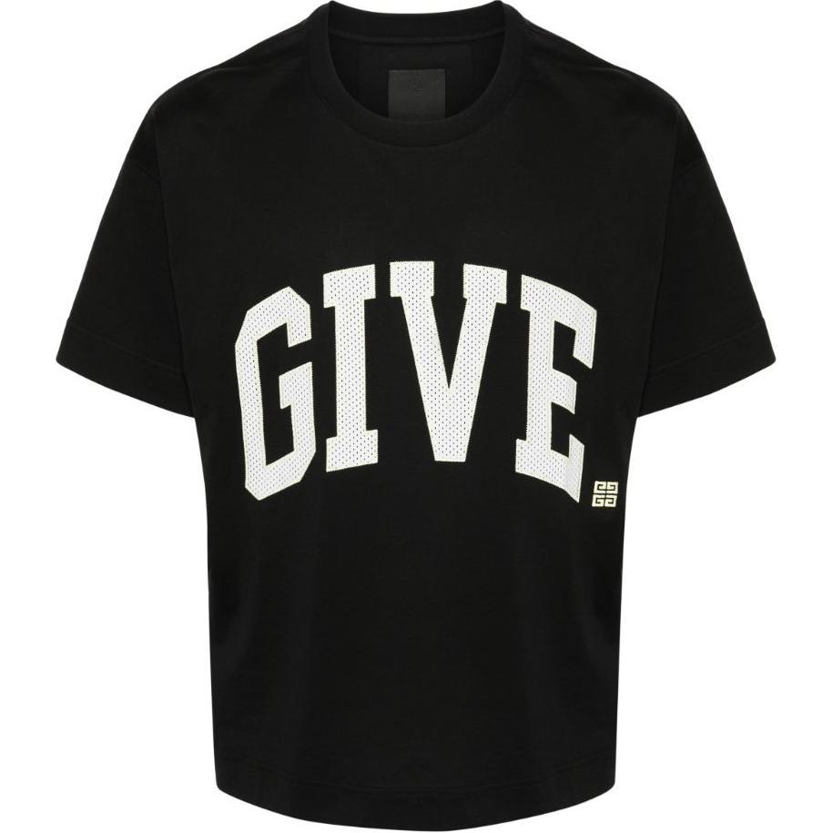 GIVENCHY  Black T-Shirt with Letter Logo Print. BM71JB3YMV