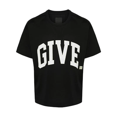 GIVENCHY Black T-Shirt with Letter Logo Print. BM71JB3YMV