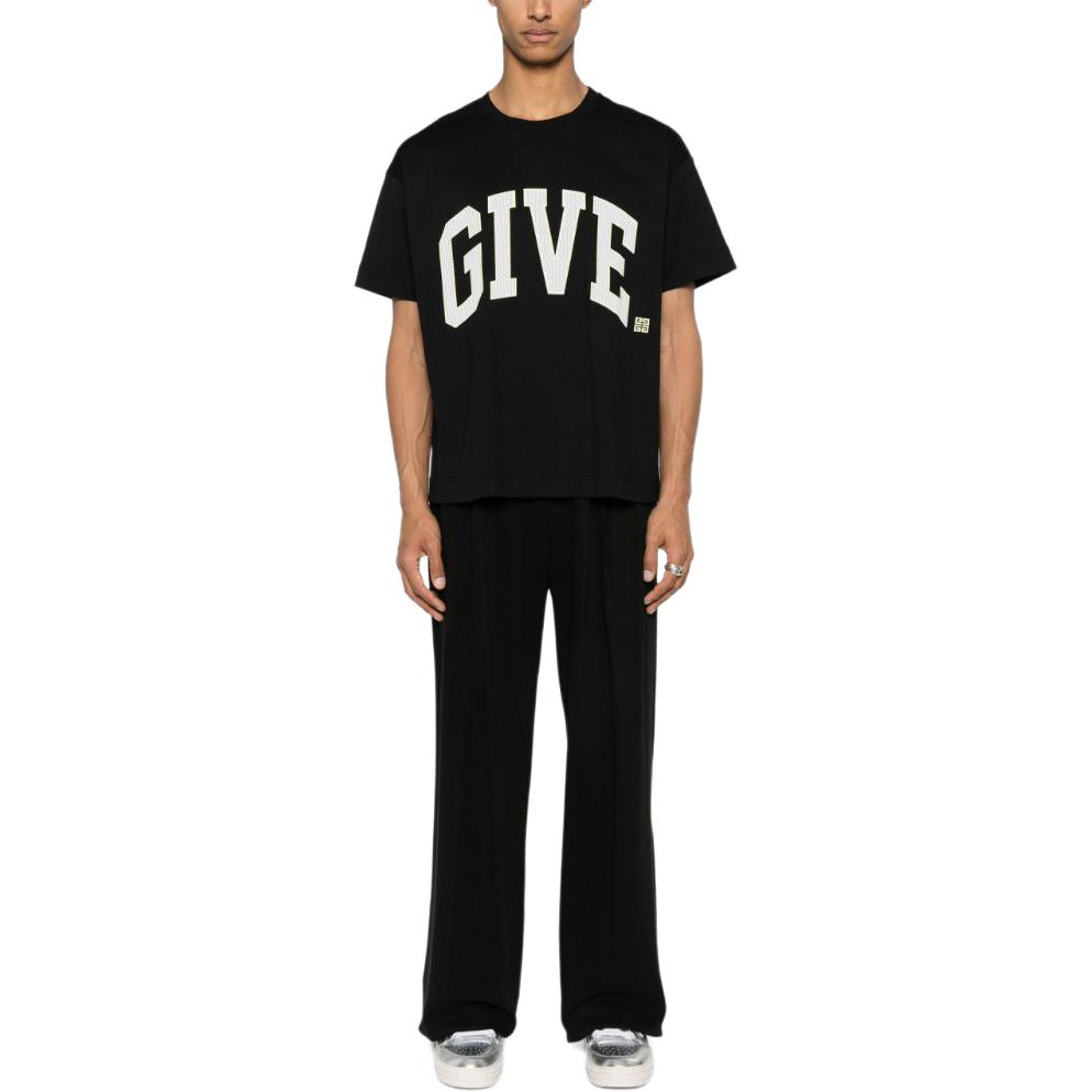 GIVENCHY  Black T-Shirt with Letter Logo Print. BM71JB3YMV 圖 3