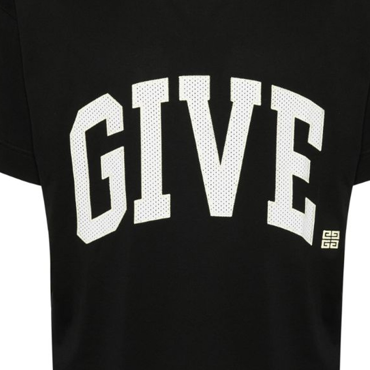 GIVENCHY  Black T-Shirt with Letter Logo Print. BM71JB3YMV 圖 5