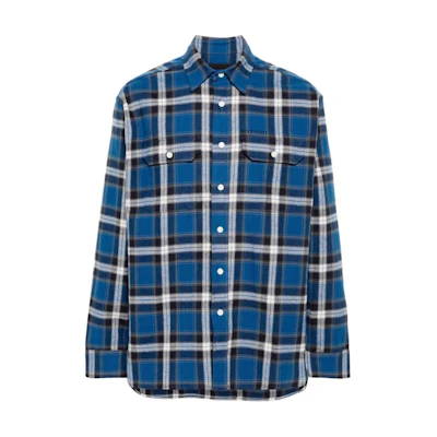 Givenchy Blue Checkered Long-Sleeve Casual Shirt BM60Y414Z0-400