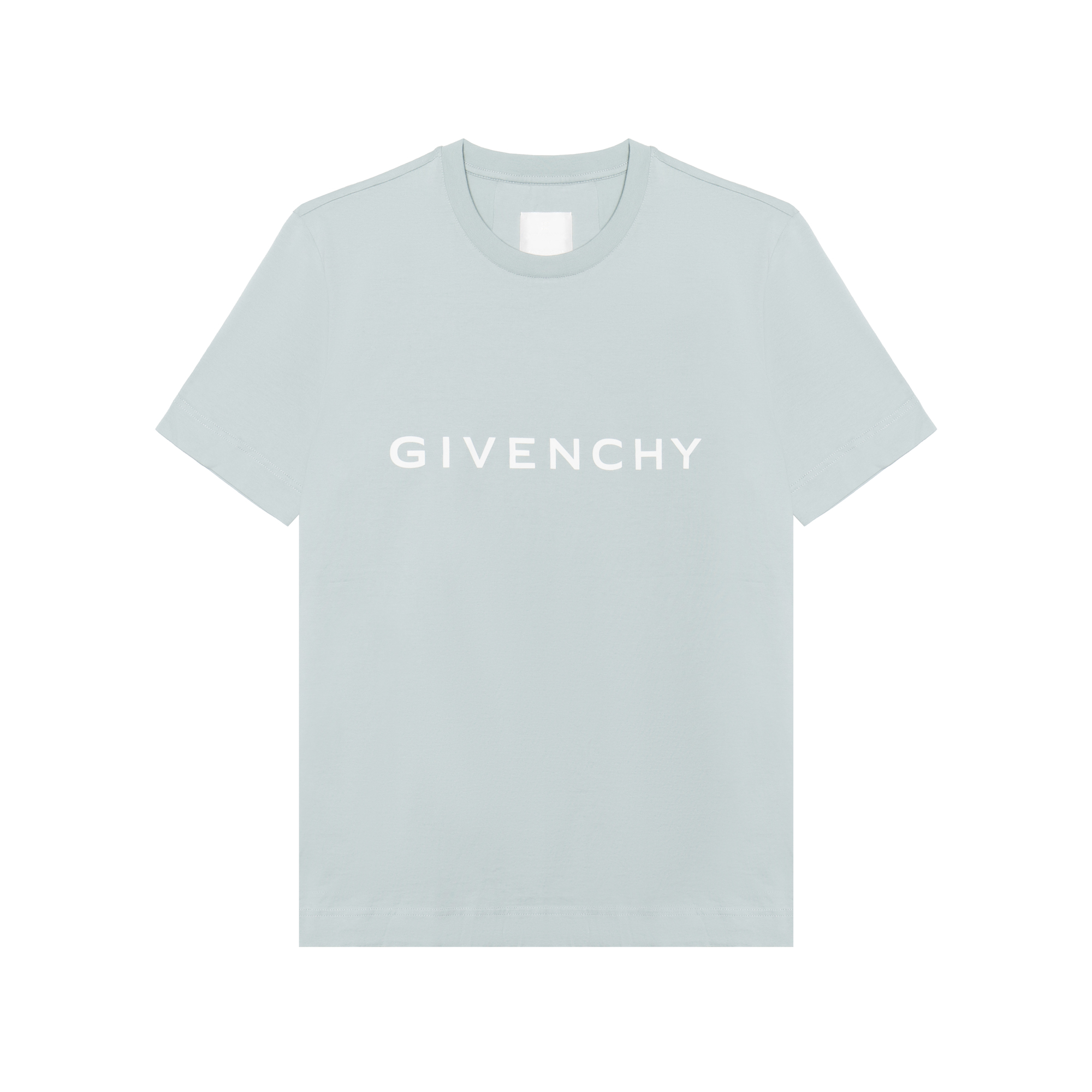 Buy Givenchy  Blue Cotton Crewneck Letter Print Slim Fit T-Shirt. BM716G3YAC-456