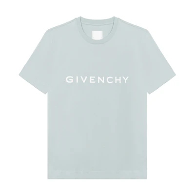 Givenchy Blue Cotton Crewneck Letter Print Slim Fit T-Shirt. BM716G3YAC-456