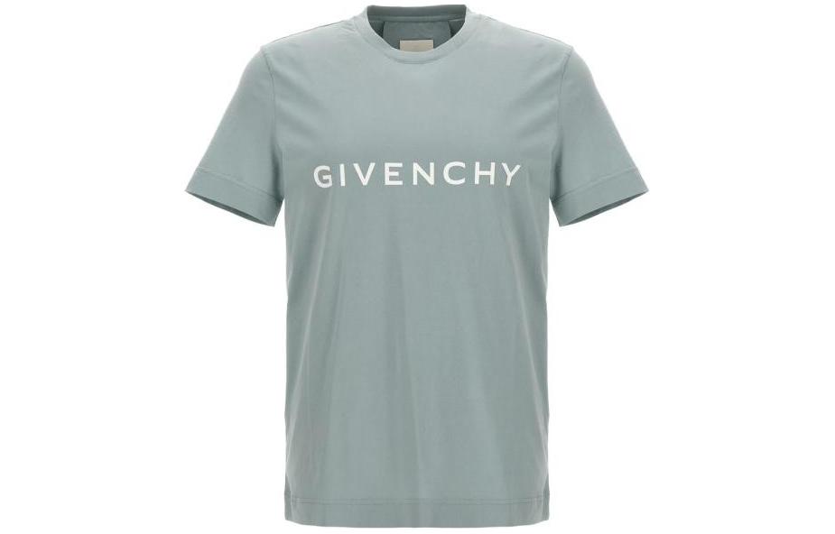 Order Givenchy  Blue Cotton Crewneck Letter Print Slim Fit T-Shirt. BM716G3YAC-456