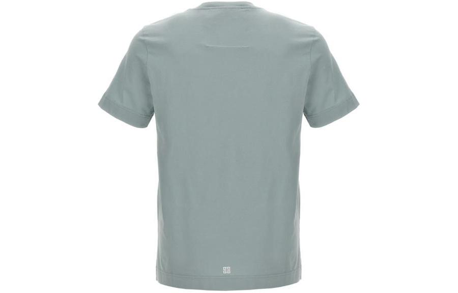 Lookbook Givenchy  Blue Cotton Crewneck Letter Print Slim Fit T-Shirt. BM716G3YAC-456