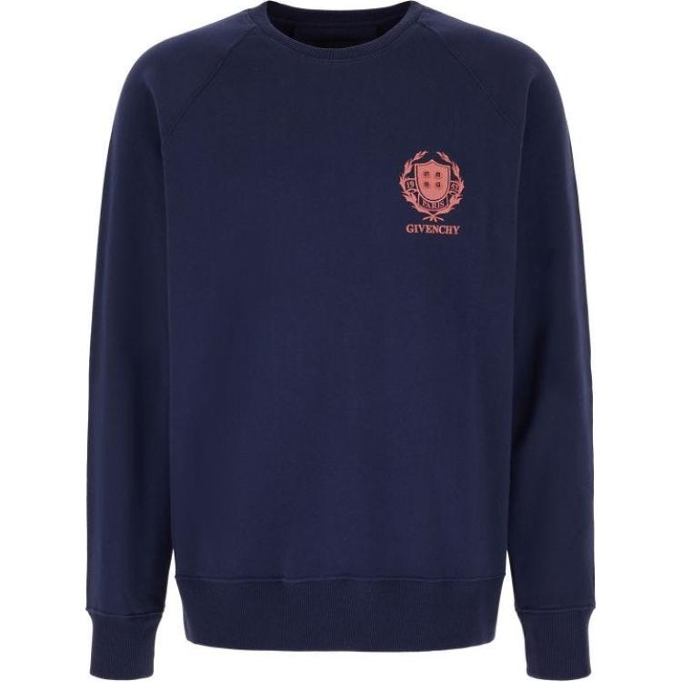 Order GIVENCHY  Blue Crewneck Pullover Sweatshirt with Logo Print. BMJ0MC3YL0-420