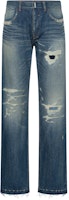 Givenchy Blue Distressed Zipper Straight-Leg Jeans BM50UY50VP-452 Givenchy Blue Distressed Zipper Straight-Leg Jeans BM50UY50VP-452