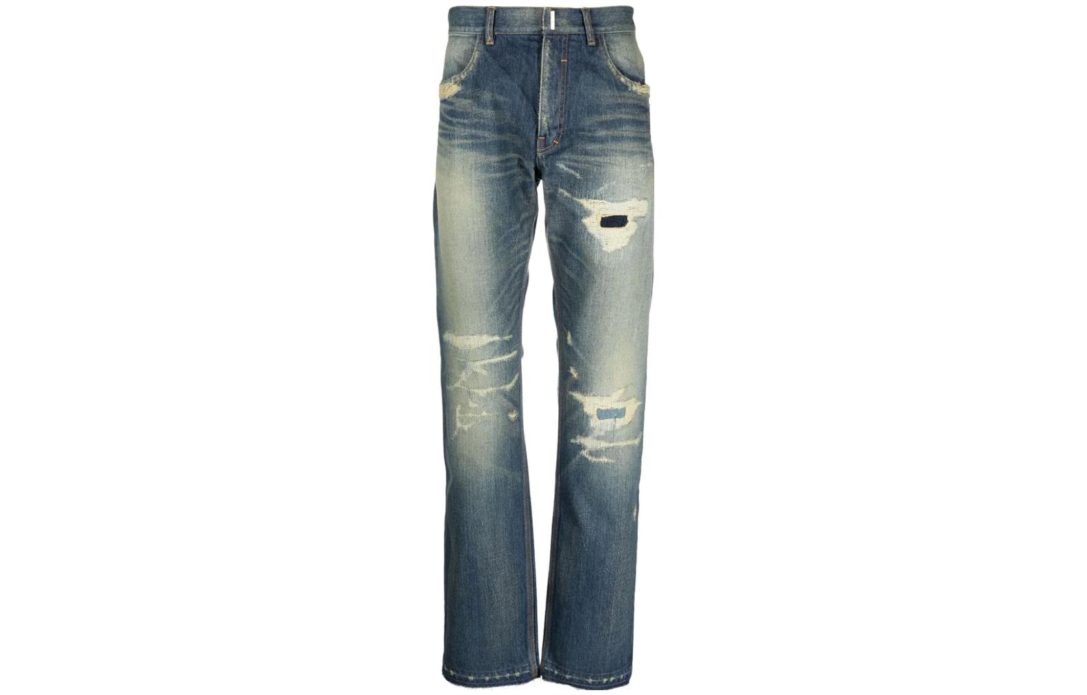 Order Givenchy Jeans Biru Distressed Zipper Straight-Leg. BM50UY50VP-452