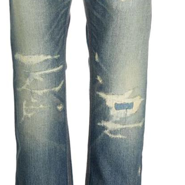 Sizing Givenchy Jeans Biru Distressed Zipper Straight-Leg. BM50UY50VP-452