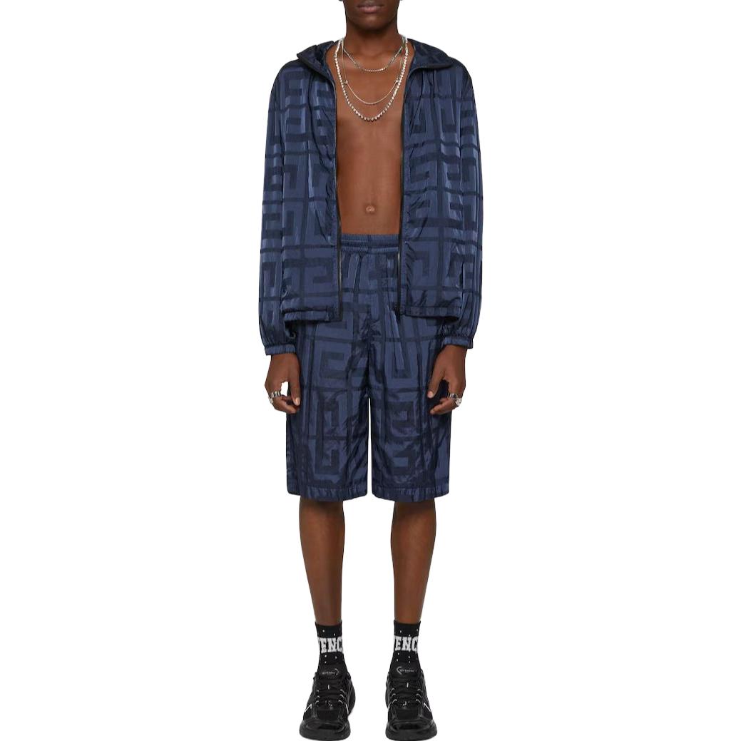 Lookbook ジバンシィ ブルーロゴプリント フルジップ フーディージャケット BM011314UD410