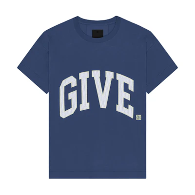GIVENCHY Blue Logo Print Loose Fit Short Sleeve T-Shirt. BM71JB3YMV-420