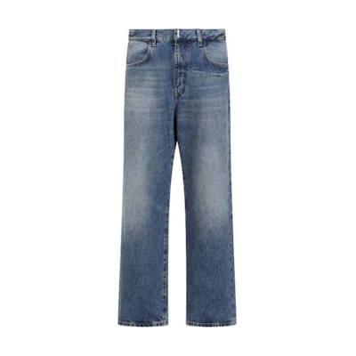 Givenchy Blue Loose Fit Straight Denim Jeans with Zipper Fly and Pockets BM51E35Y99-415