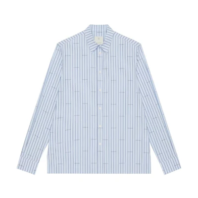 Givenchy Blue Striped Letter Print Long Sleeve Shirt BM60WA14P5-453