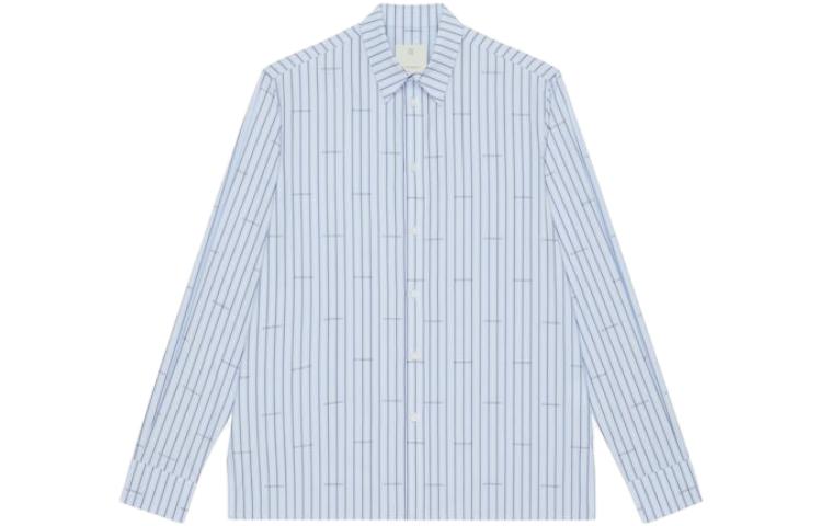 Order Givenchy Kemeja Lengan Panjang Garis Biru dengan Cetakan Huruf BM60WA14P5-453