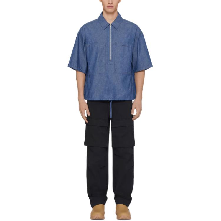 Lookbook GIVENCHY Baju Biru Berkolar Zip Lengan Pendek. BM610H5YAP-452